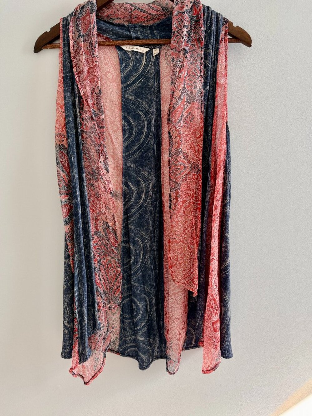 Soft Surroundings Paisley Drape Front Sleeveless Vest 100% Viscose S/M